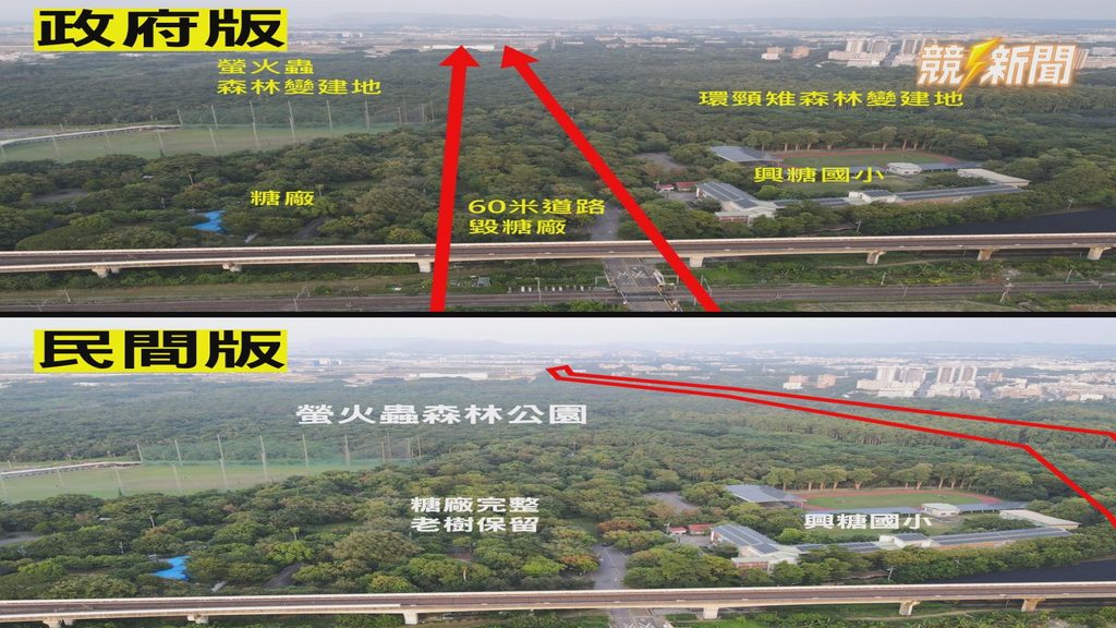 高雄橋頭糖廠新市鎮開發政府與民間版對照