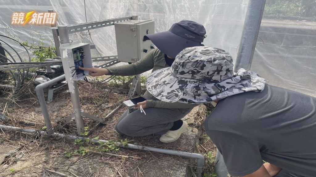 嘉義水上鄉基地學員操作智慧農業控制箱與感測器。